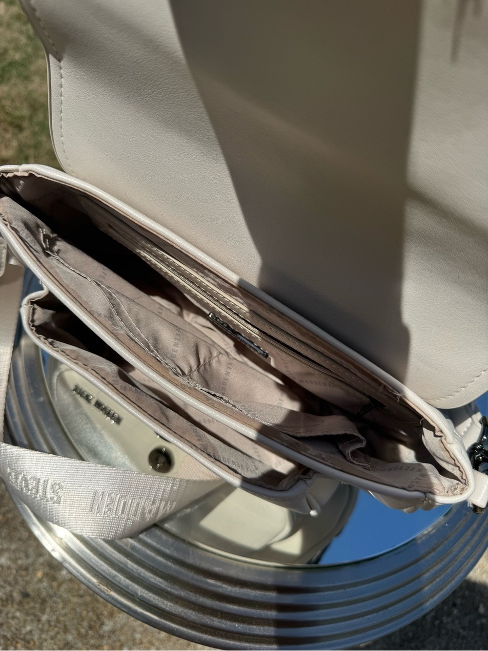 Steve Madden Cream Crossbody Bag with Buckle and Detachable Strap - Picture 3 of 7